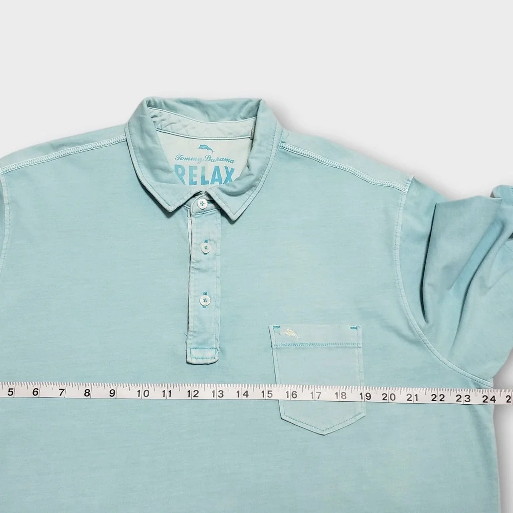 Tommy Bahama Relax Mens Pima‎ Cotton Short Sleeve Polo Shirt Pocket Pool Blue XL